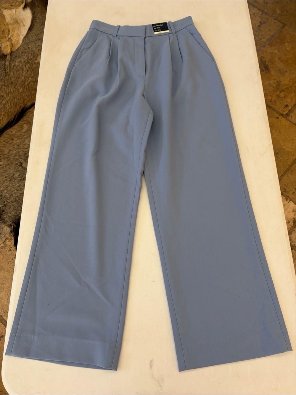 Abercrombie & Fitch Wide-Leg Curve Love Trousers in Dusty Blue